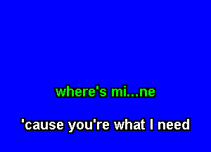 where's mi...ne

'cause you're what I need