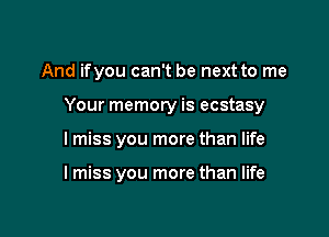 And ifyou can't be next to me

Your memory is ecstasy

I miss you more than life

I miss you more than life