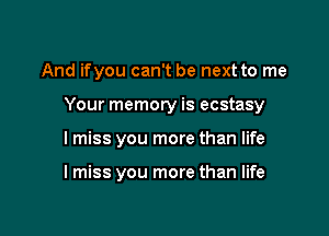 And ifyou can't be next to me

Your memory is ecstasy

I miss you more than life

I miss you more than life