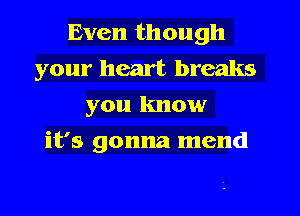 Even though
your heart breaks
you know
it's gonna mend