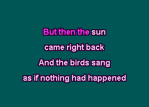 But then the sun
came right back

And the birds sang

as ifnothing had happened