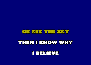 08 SEE 7H5 SKY

?HEN I KNOW WHY

I BELIEVE