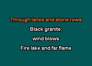 Through lanes and stone rows

Black granite,
wind blows

Fire lake and far flame