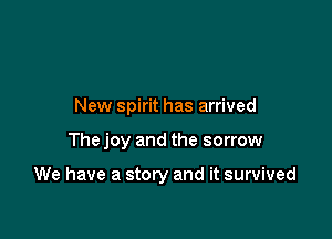 New spirit has arrived

The joy and the sorrow

We have a story and it survived