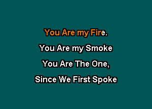 You Are my Fire.

You Are my Smoke

You Are The One,
Since We First Spoke