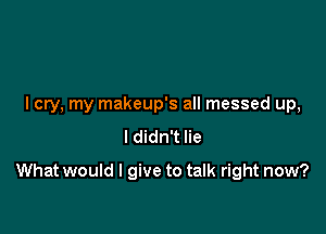 I cry, my makeup's all messed up,
I didn't lie

What would I give to talk right now?