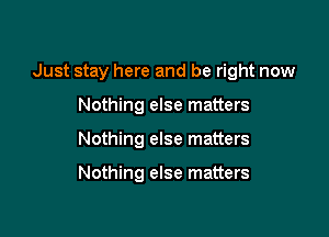 Just stay here and be right now

Nothing else matters
Nothing else matters

Nothing else matters