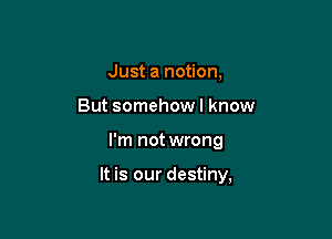 Just a notion,
But somehow I know

I'm not wrong

It is our destiny,