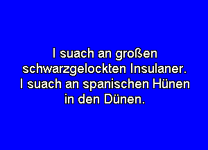 I suach an grofsen
schwarzgelockten Insulaner.

l suach an spanischen HUnen
in den DUnen.