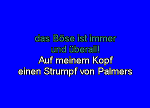 Auf meinem Kopf
einen Strumpf von Palmers