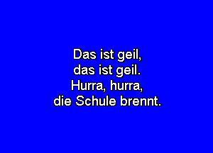 Das ist geil,
das ist geil.

Hurra, hurra,
die Schule brennt.