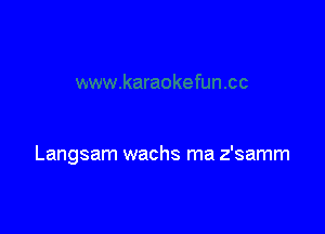 Langsam wachs ma z'samm