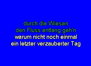 warum nicht noch einmal
ein Ietzter verzauberter Tag