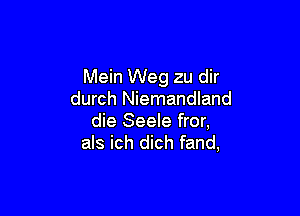 Mein Weg zu dir
durch Niemandland

die Seele fror,
als ich dich fand,