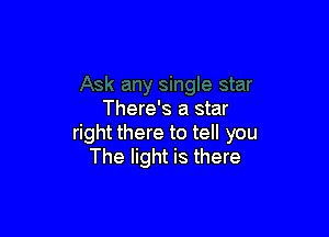 There's a star

right there to tell you
The light is there