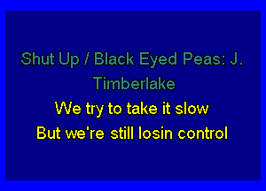 We try to take it slow
But we're still losin control