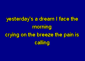 yesterday's a dream I face the
morning

crying on the breeze the pain is
calling