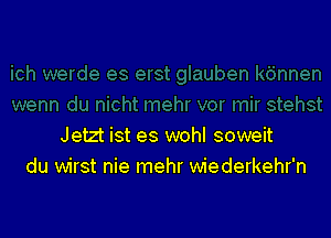 Jetzt ist es wohl soweit
du wirst nie mehr wiederkehr'n