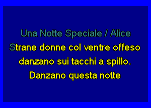 trane donne col ventre offeso

danzano sui tacchi a spillo.
Danzano questa notte