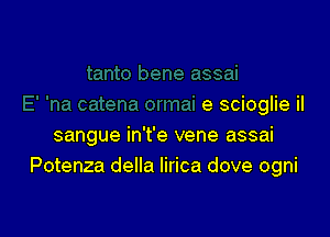 e scioglie il

sangue in't'e vene assai
Potenza della Iirica dove ogni