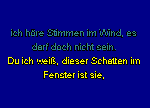 Du ich weiB, dieser Schatten im
Fenster ist sie,