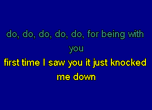 first time I saw you it just knocked
me down