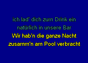 Wir hab'n die ganze Nacht
zusamm'n am Pool verbracht