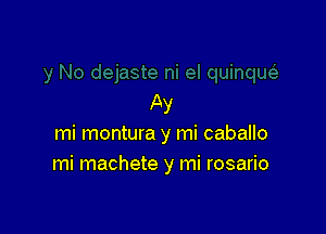 Ay

mi montura y mi caballo
mi machete y mi rosario