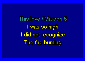 I was so high

I did not recognize
The fire burning