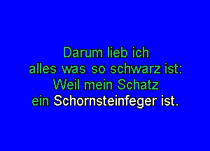 Darum lieb ich
alles was so schwarz isti

Weil mein Schatz
ein Schornsteinfeger ist.