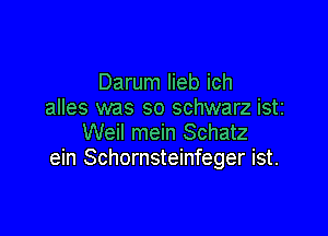 Darum lieb ich
alles was so schwarz isti

Weil mein Schatz
ein Schornsteinfeger ist.