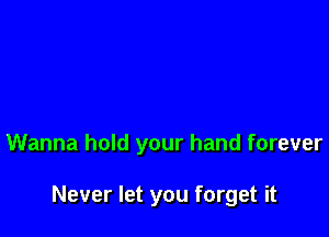 Wanna hold your hand forever

Never let you forget it
