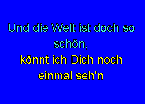 Und die Welt ist doch so
schdn,

kdnnt ich Dich noch
einmal seh'n
