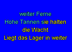 weiter Ferne
Hohe Tannen sie halten

die Wacht
Liegt das Lager in weiter