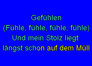 GefL'Ihlen
(FUhIe, ftlhle, fL'IhIe. fUhIe)

Und mein Stolz Iiegt
Iangst schon auf dem MUII