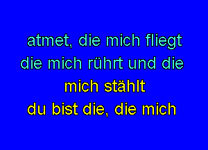 atmet, die mich fliegt
die mich rUhrt und die

mich stahlt
du bist die, die mich