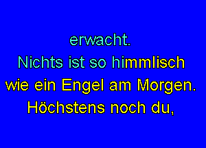 erwacht.
Nichts ist so himmlisch

wie ein Engel am Morgen.
Hdchstens noch du,