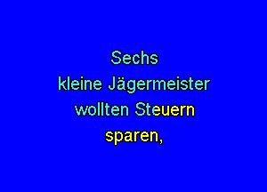 Sechs
kleine Jagermeister

onlten Steuern
sparen,