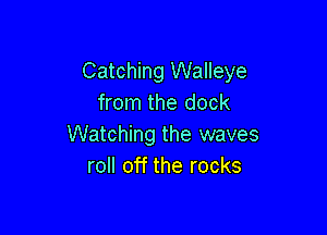 Catching Walleye
from the dock

Watching the waves
roll off the rocks