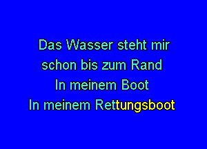 Das Wasser steht mir
schon bis zum Rand

In meinem Boot
In meinem Rettungsboot