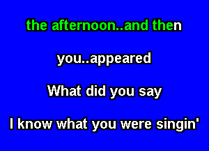 the afternoon..and then
you..appeared

What did you say

I know what you were singin'