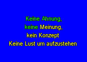 Keine Ahnung,
keine Meinung,

kein Konzept
Keine Lust um aufzustehen