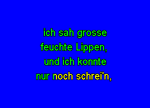 ich sah grosse
feuchte Lippen,

und ich konnte
nur noch schrei'n,