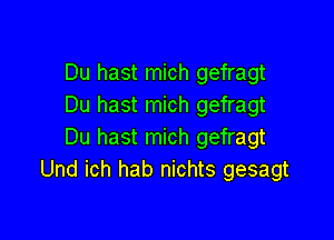 Du hast mich gefragt
Du hast mich gefragt

Du hast mich gefragt
Und ich hab nichts gesagt