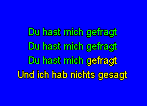 Du hast mich gefragt
Du hast mich gefragt

Du hast mich gefragt
Und ich hab nichts gesagt