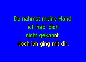 Du nahmst meine Hand
ich hab' dich

nicht gekannt
doch ich ging mit dir.