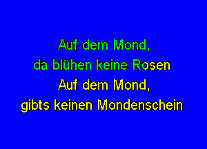 Auf dem Mond,
da blijhen keine Rosen

Auf dem Mond,
gibts keinen Mondenschein