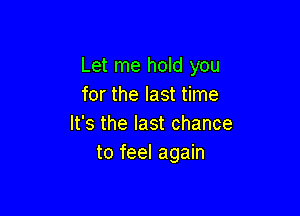 Let me hold you
for the last time

It's the last chance
to feel again