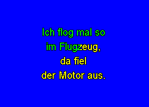 lch flog mal so
im Flugzeug,

da fiel
der Motor aus.