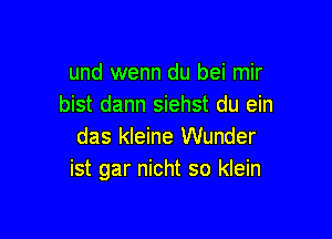 und wenn du bei mir
bist dann siehst du ein

das kleine Wunder
ist gar nicht so klein